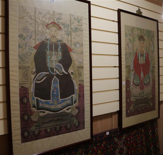 A pair of Chinese paintings on silk